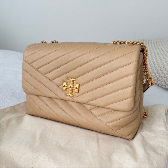 Tory Burch Kira Chevron Convertible Shoulder Bag | Dust Bag Include| Desert Dune - Picture 2 of 16